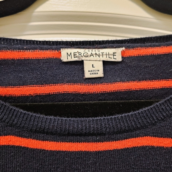 J.Crew Mercantile Navy Red Stripe Crewneck Sweater Nantucket Preppy Size L - Picture 6 of 6